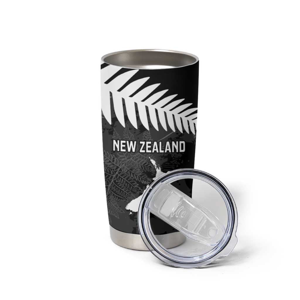 Custom New Zealand Silver Fern Football Tumbler Cup Go Aotearoa Grunge Black - Vibe Hoodie