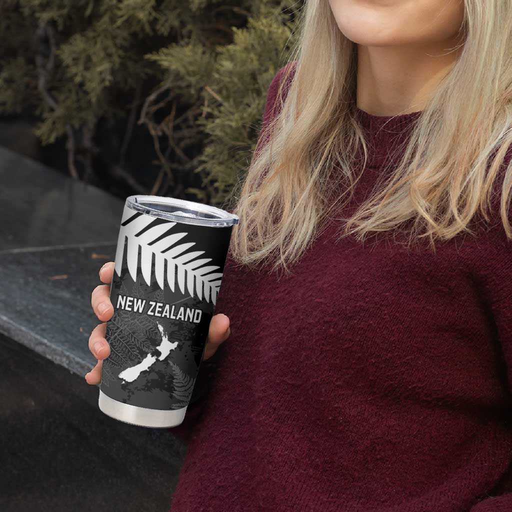 Custom New Zealand Silver Fern Football Tumbler Cup Go Aotearoa Grunge Black - Vibe Hoodie