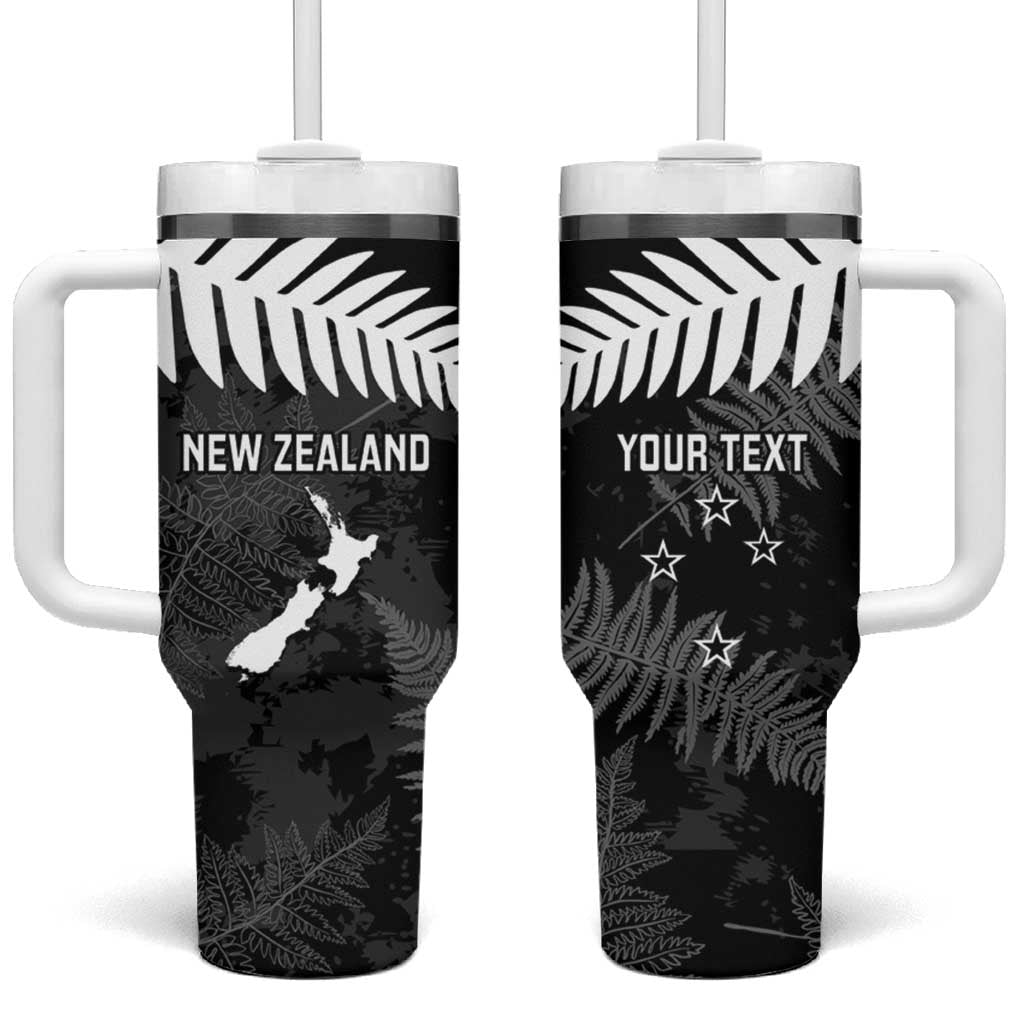 Custom New Zealand Silver Fern Football Tumbler With Handle Go Aotearoa Grunge Black - Vibe Hoodie