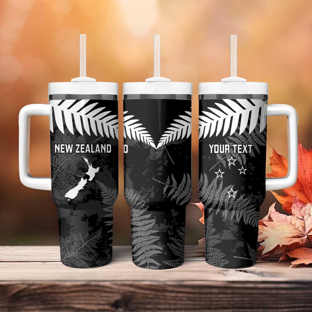 Custom New Zealand Silver Fern Football Tumbler With Handle Go Aotearoa Grunge Black - Vibe Hoodie