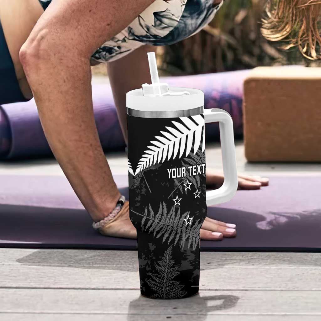 Custom New Zealand Silver Fern Football Tumbler With Handle Go Aotearoa Grunge Black - Vibe Hoodie