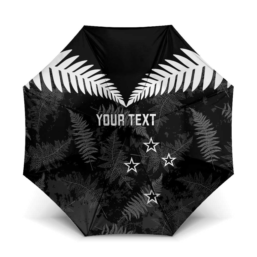 Custom New Zealand Silver Fern Football Umbrella Go Aotearoa Grunge Black - Vibe Hoodie