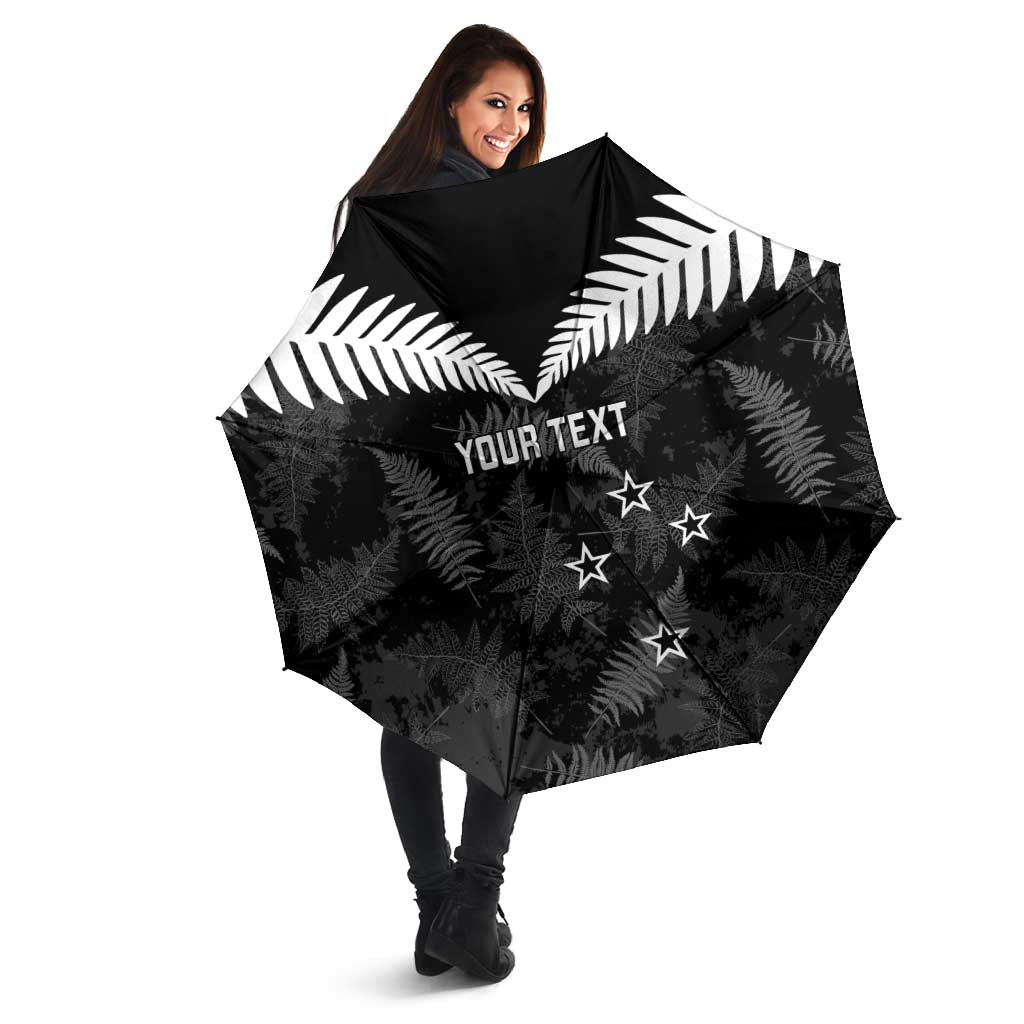 Custom New Zealand Silver Fern Football Umbrella Go Aotearoa Grunge Black - Vibe Hoodie