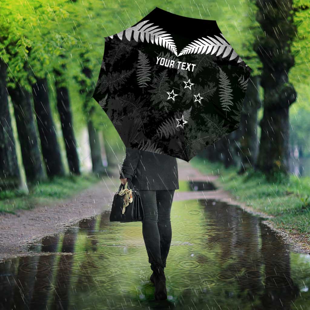 Custom New Zealand Silver Fern Football Umbrella Go Aotearoa Grunge Black - Vibe Hoodie