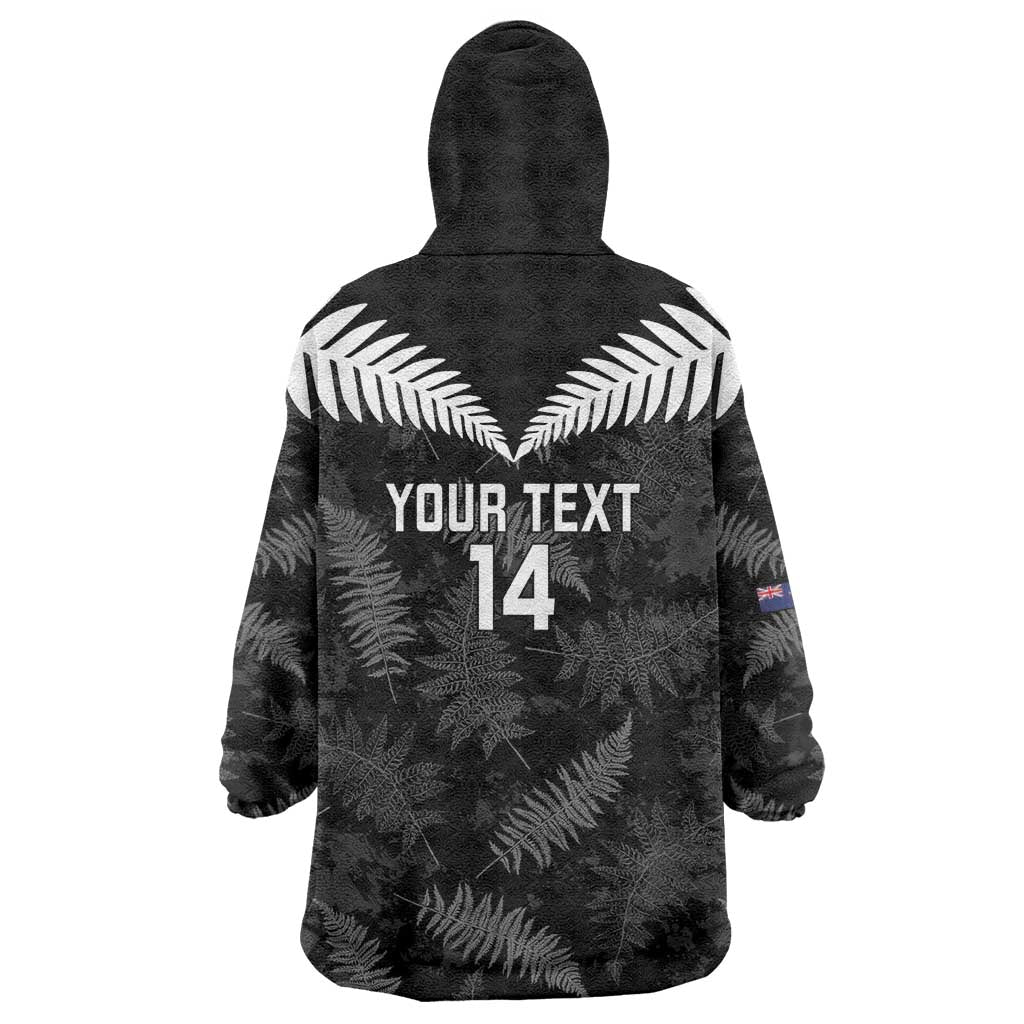 Custom New Zealand Silver Fern Football Wearable Blanket Hoodie Go Aotearoa Grunge Black - Vibe Hoodie
