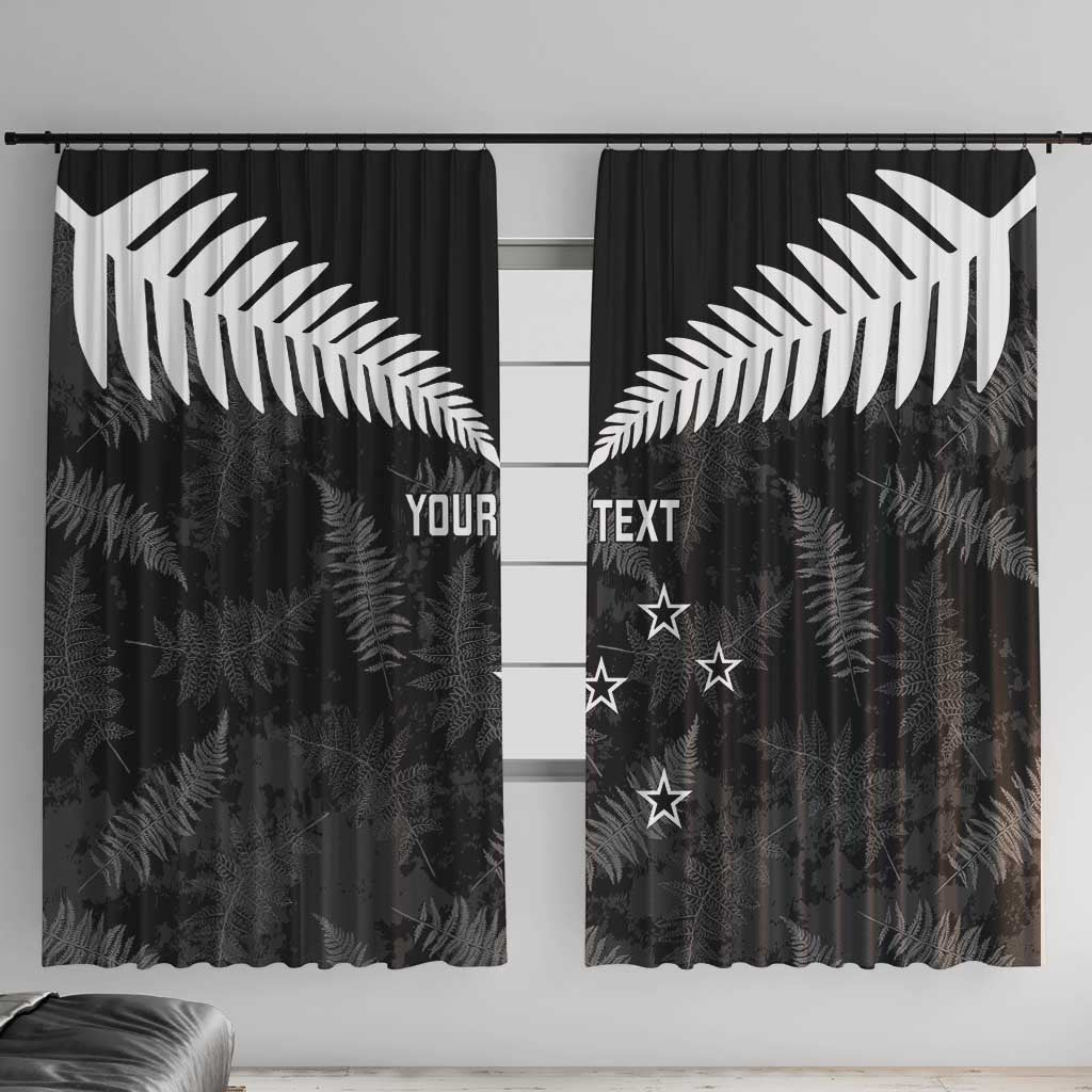 Custom New Zealand Silver Fern Football Window Curtain Go Aotearoa Grunge Black - Vibe Hoodie