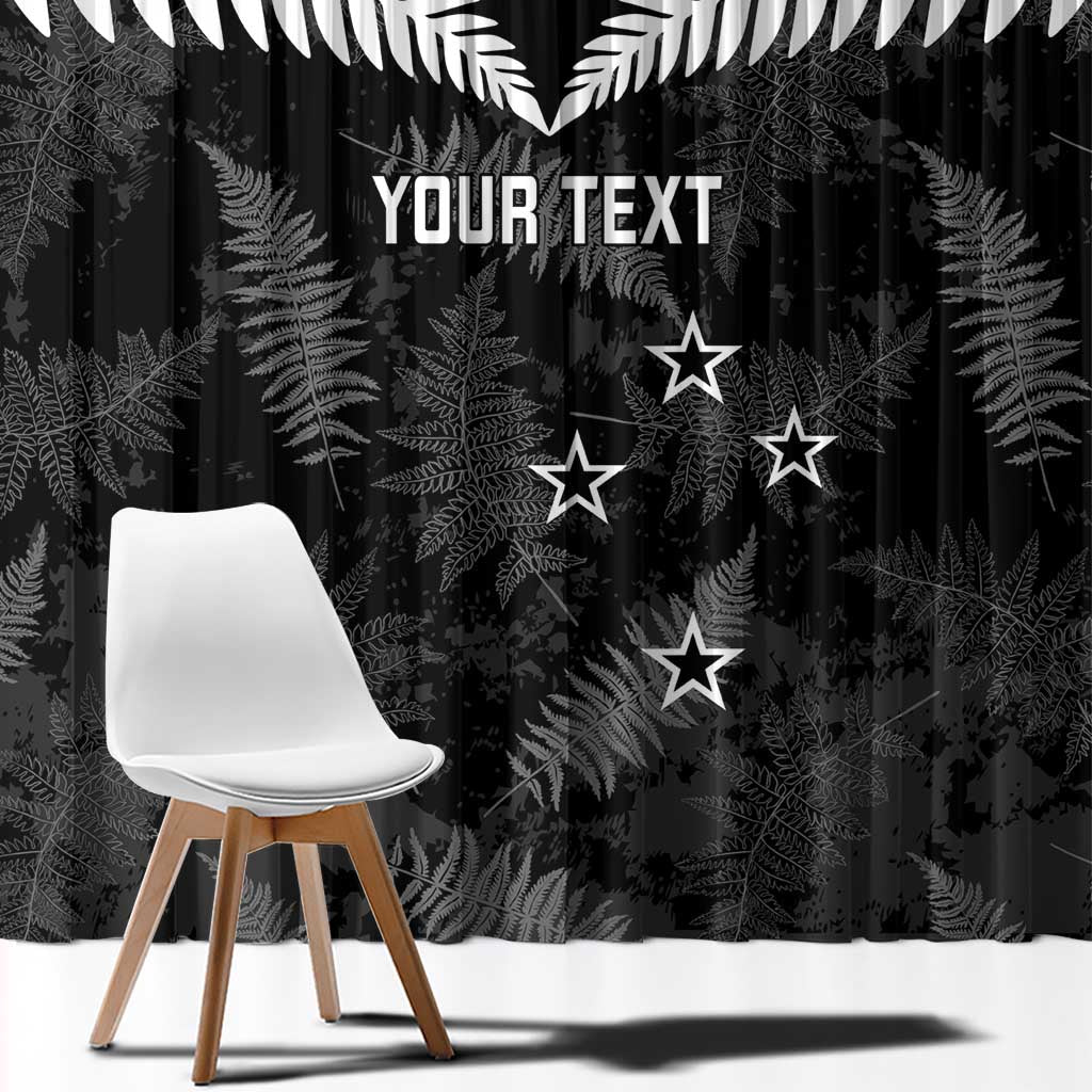 Custom New Zealand Silver Fern Football Window Curtain Go Aotearoa Grunge Black - Vibe Hoodie