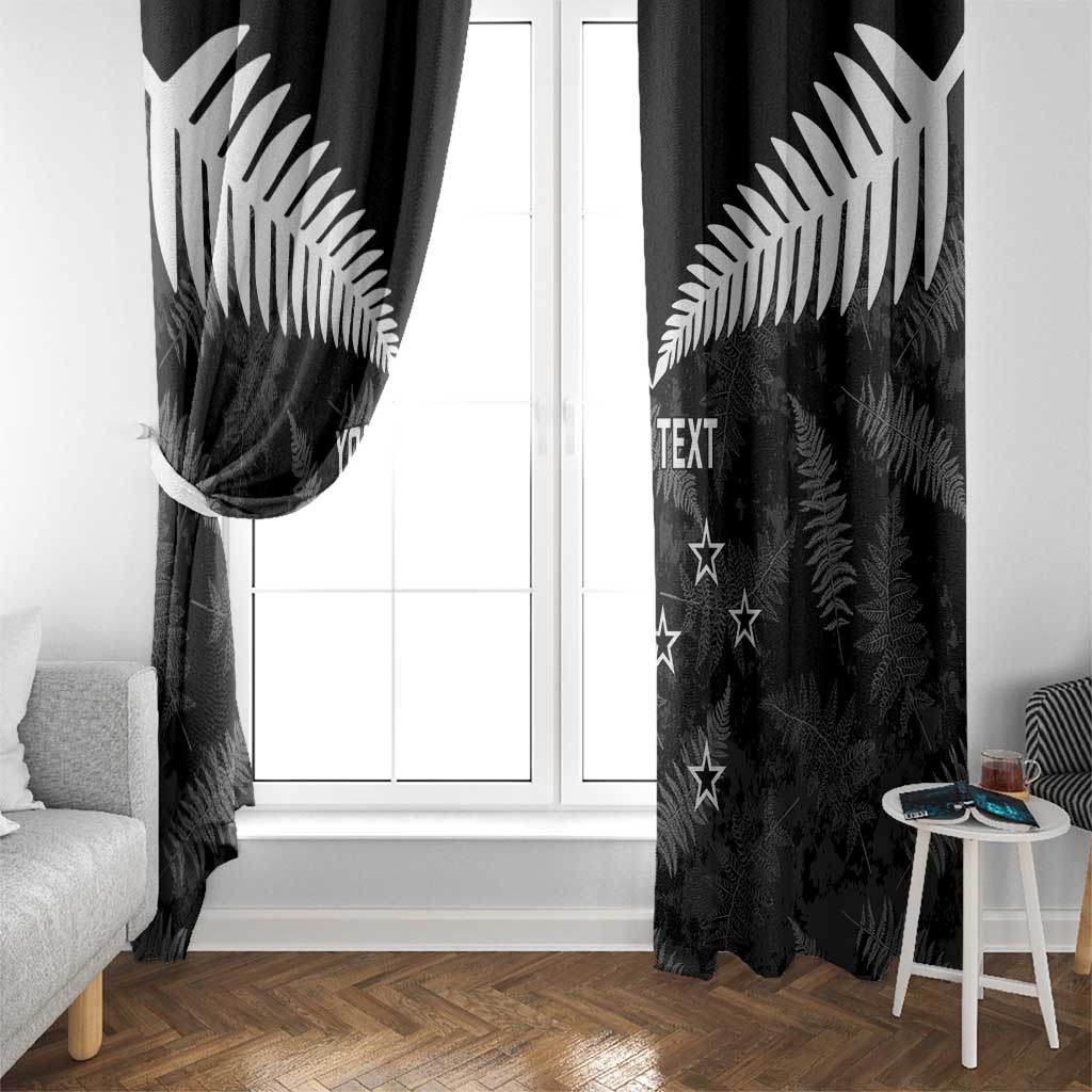 Custom New Zealand Silver Fern Football Window Curtain Go Aotearoa Grunge Black - Vibe Hoodie