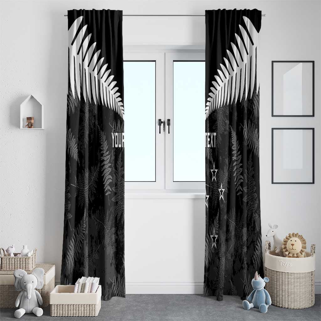 Custom New Zealand Silver Fern Football Window Curtain Go Aotearoa Grunge Black - Vibe Hoodie