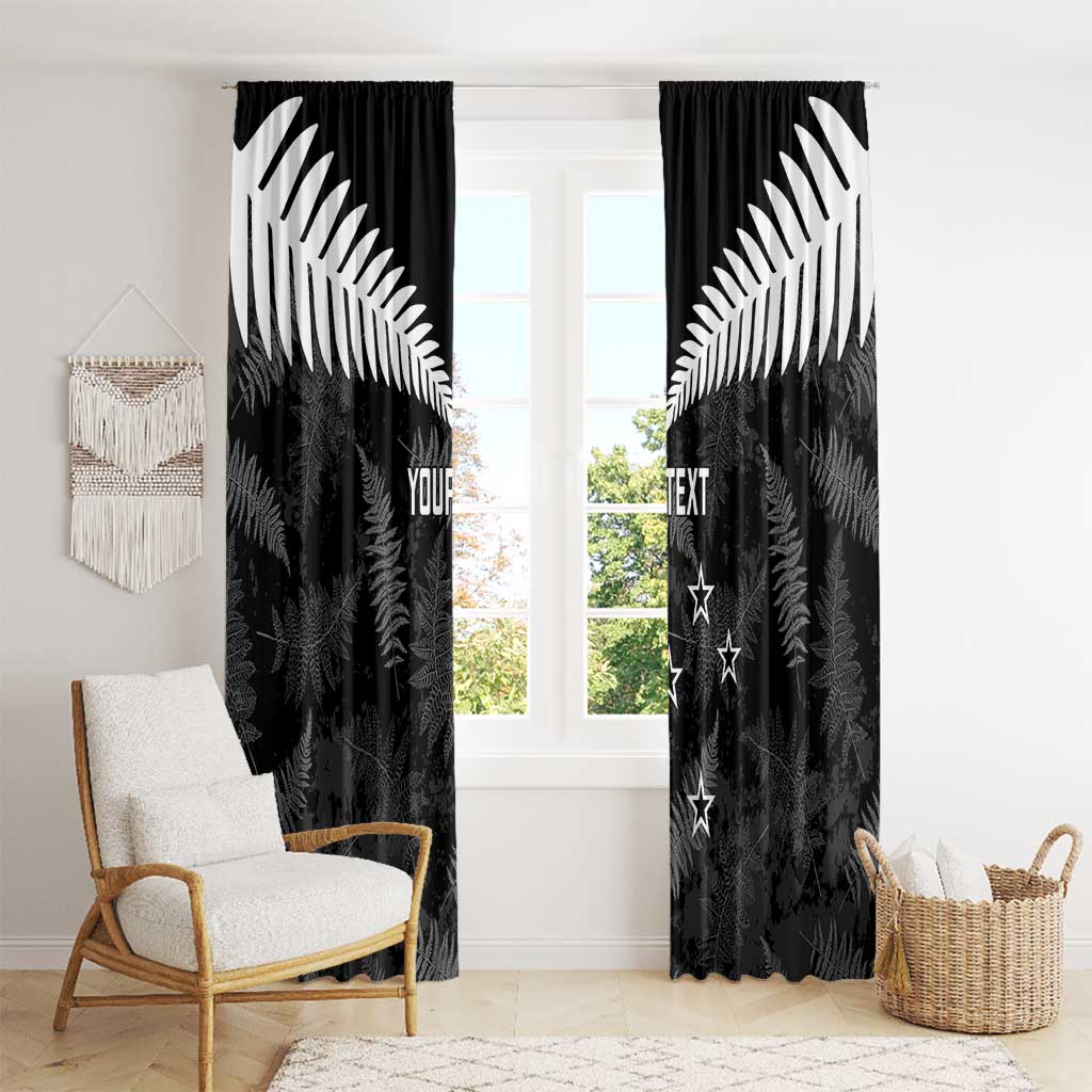 Custom New Zealand Silver Fern Football Window Curtain Go Aotearoa Grunge Black - Vibe Hoodie