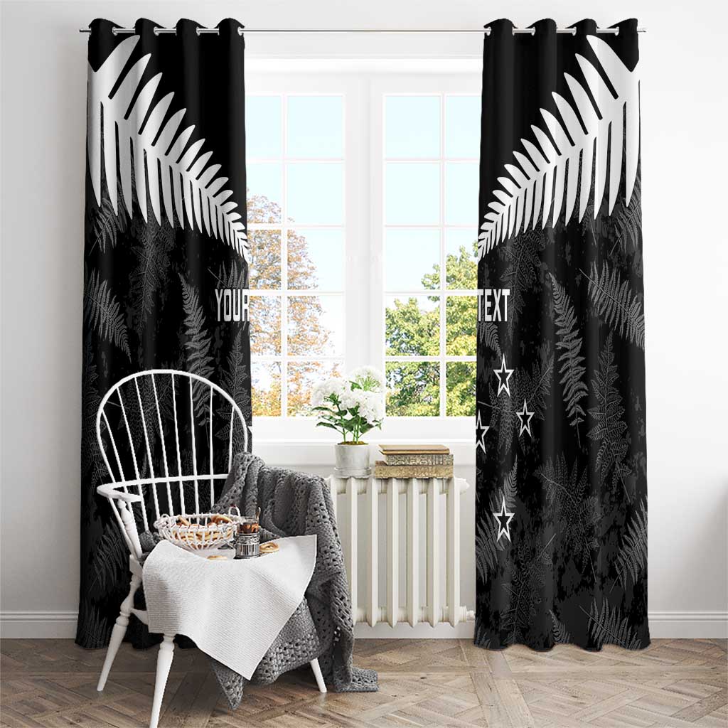 Custom New Zealand Silver Fern Football Window Curtain Go Aotearoa Grunge Black - Vibe Hoodie