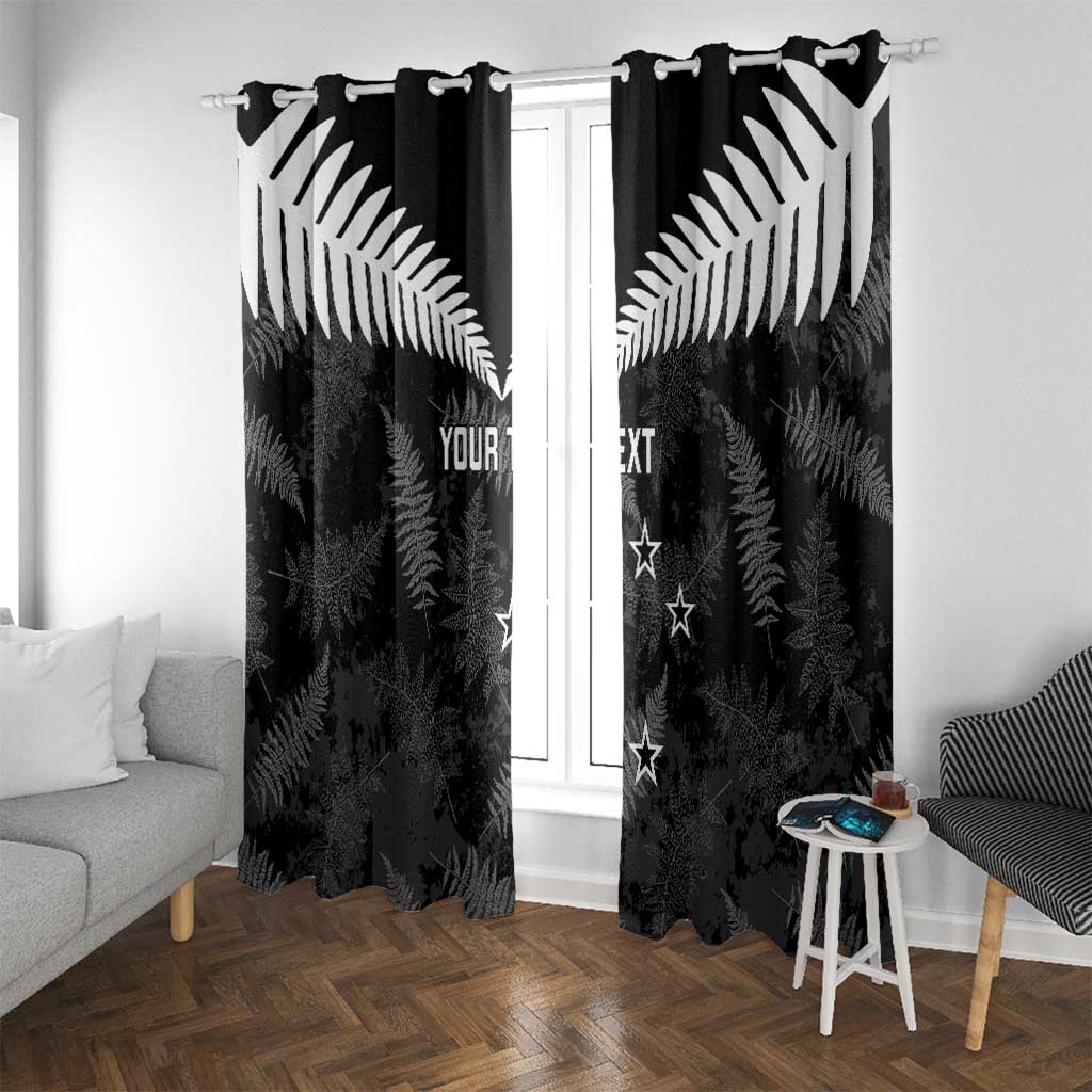 Custom New Zealand Silver Fern Football Window Curtain Go Aotearoa Grunge Black - Vibe Hoodie