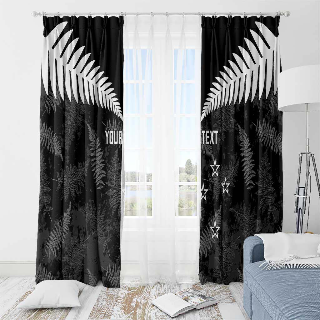 Custom New Zealand Silver Fern Football Window Curtain Go Aotearoa Grunge Black - Vibe Hoodie