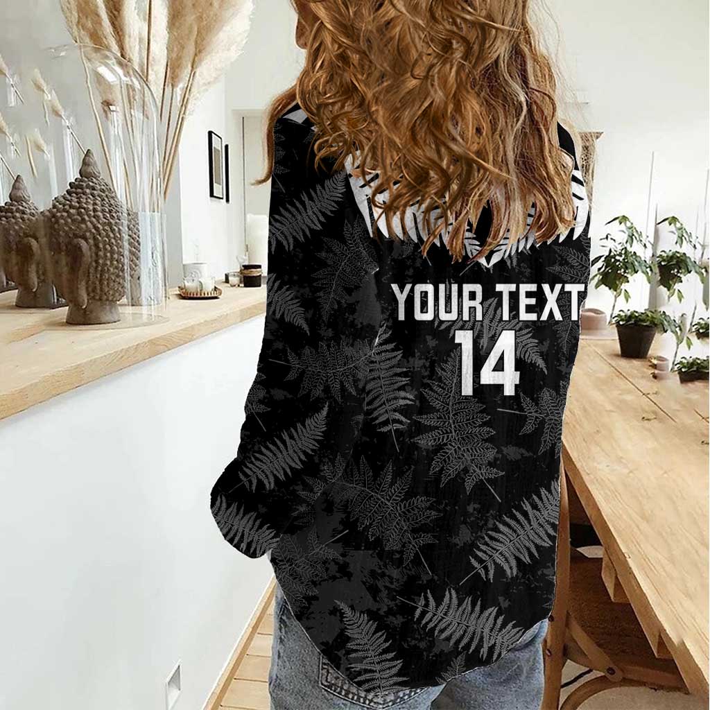 Custom New Zealand Silver Fern Football Women Casual Shirt Go Aotearoa Grunge Black - Vibe Hoodie