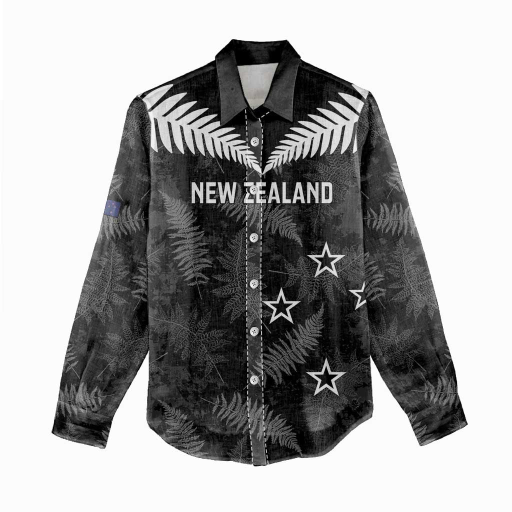 Custom New Zealand Silver Fern Football Women Casual Shirt Go Aotearoa Grunge Black - Vibe Hoodie
