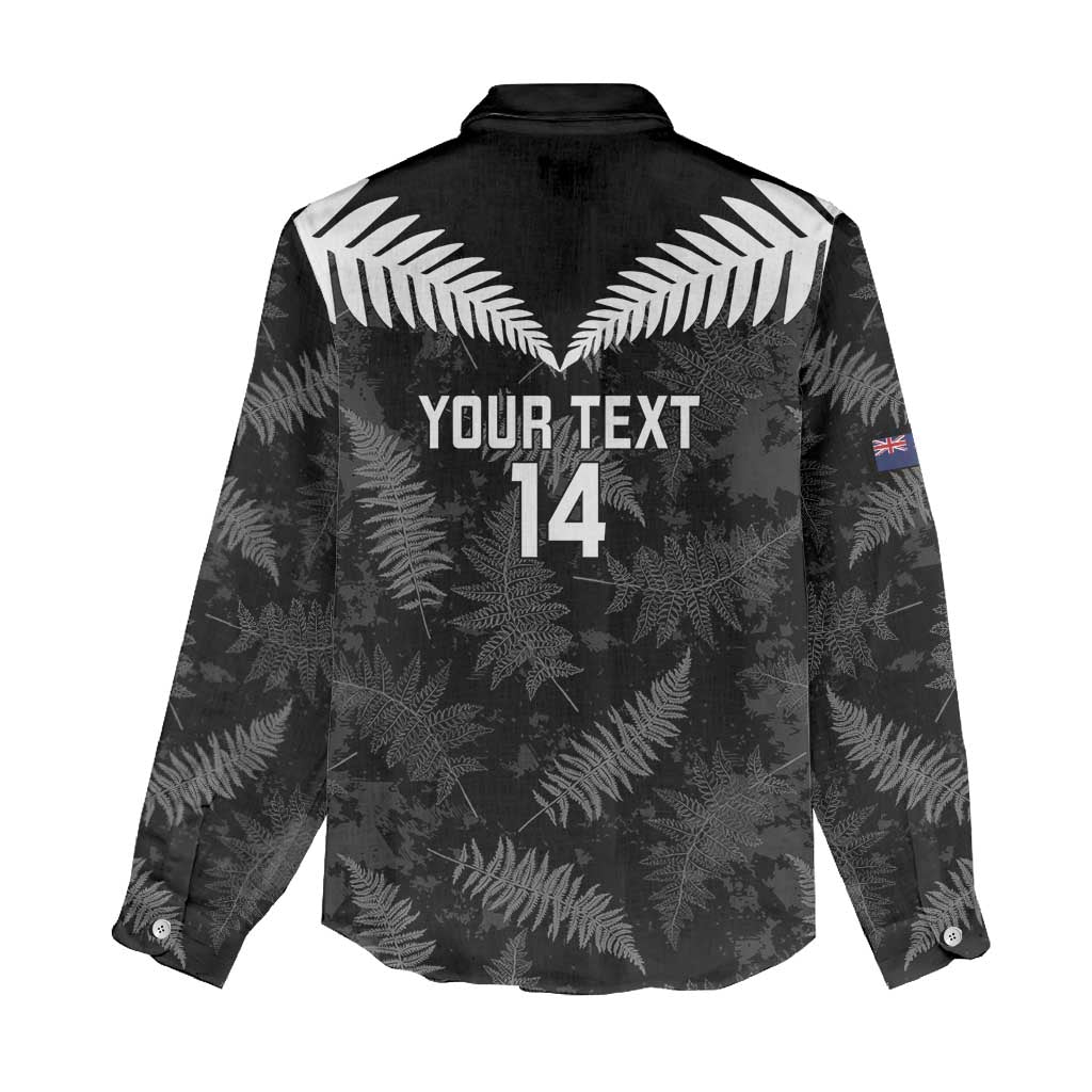 Custom New Zealand Silver Fern Football Women Casual Shirt Go Aotearoa Grunge Black - Vibe Hoodie
