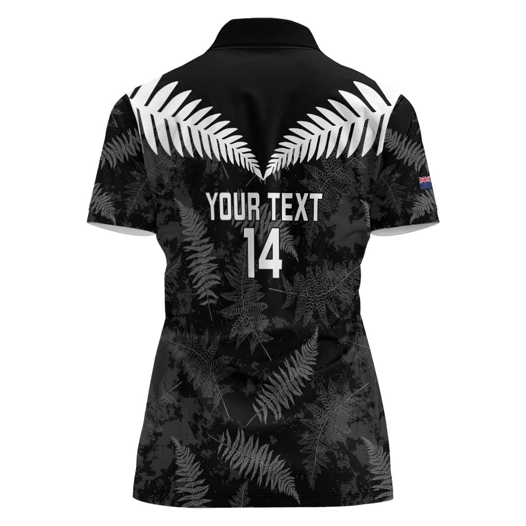 Custom New Zealand Silver Fern Football Women Polo Shirt Go Aotearoa Grunge Black - Vibe Hoodie