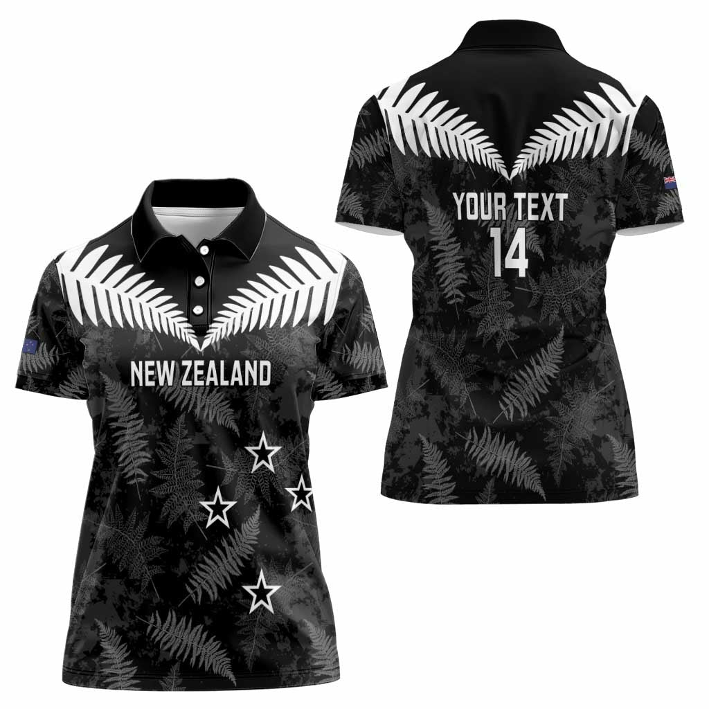 Custom New Zealand Silver Fern Football Women Polo Shirt Go Aotearoa Grunge Black - Vibe Hoodie