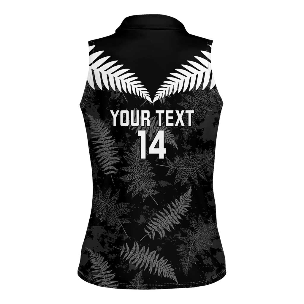 Custom New Zealand Silver Fern Football Women Sleeveless Polo Shirt Go Aotearoa Grunge Black - Vibe Hoodie