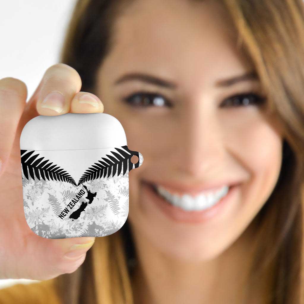 Custom New Zealand Silver Fern Football AirPods Case Go Aotearoa Grunge White - Vibe Hoodie