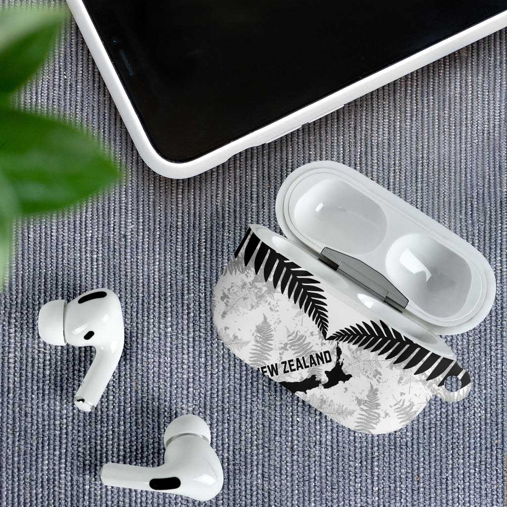 Custom New Zealand Silver Fern Football AirPods Case Go Aotearoa Grunge White - Vibe Hoodie