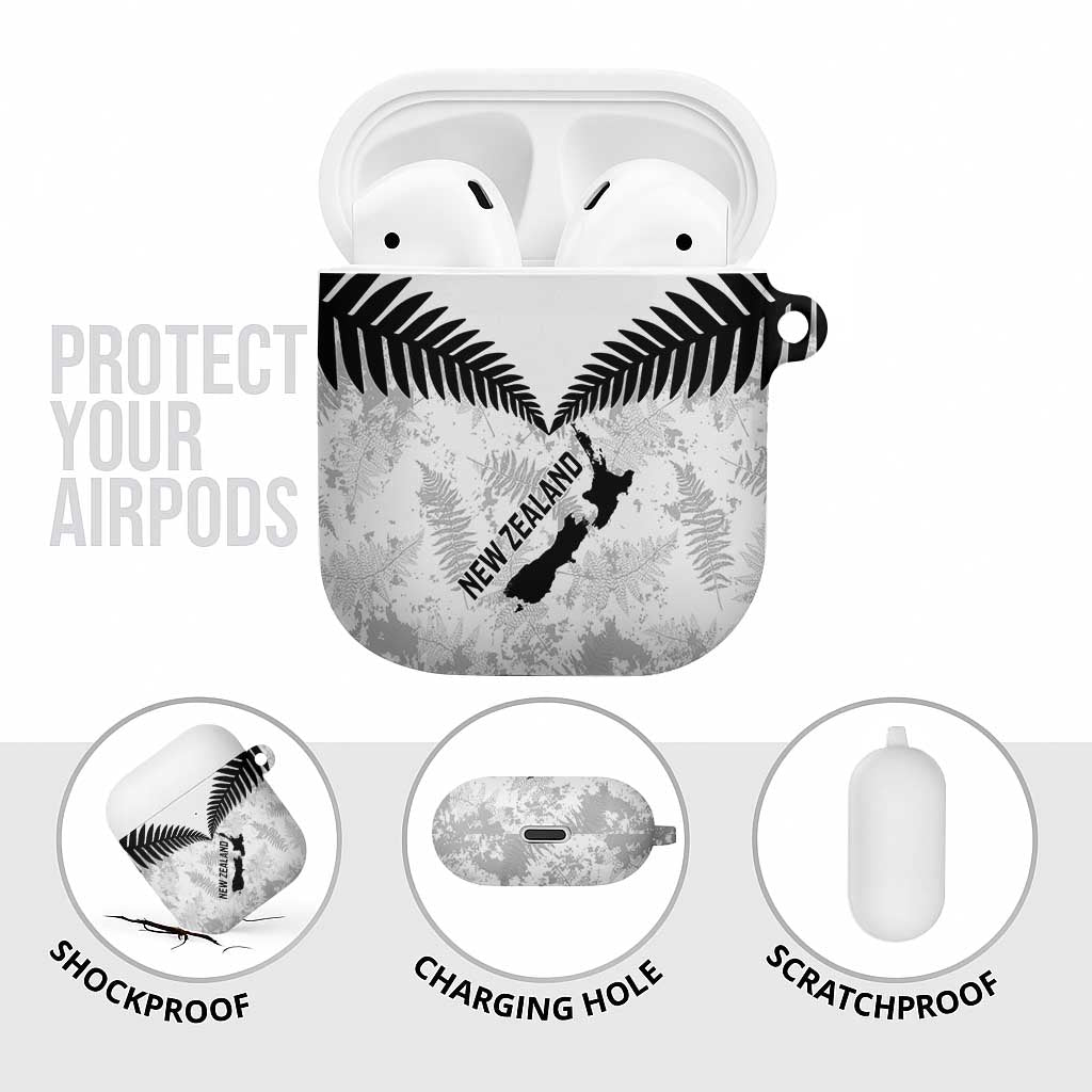 Custom New Zealand Silver Fern Football AirPods Case Go Aotearoa Grunge White - Vibe Hoodie