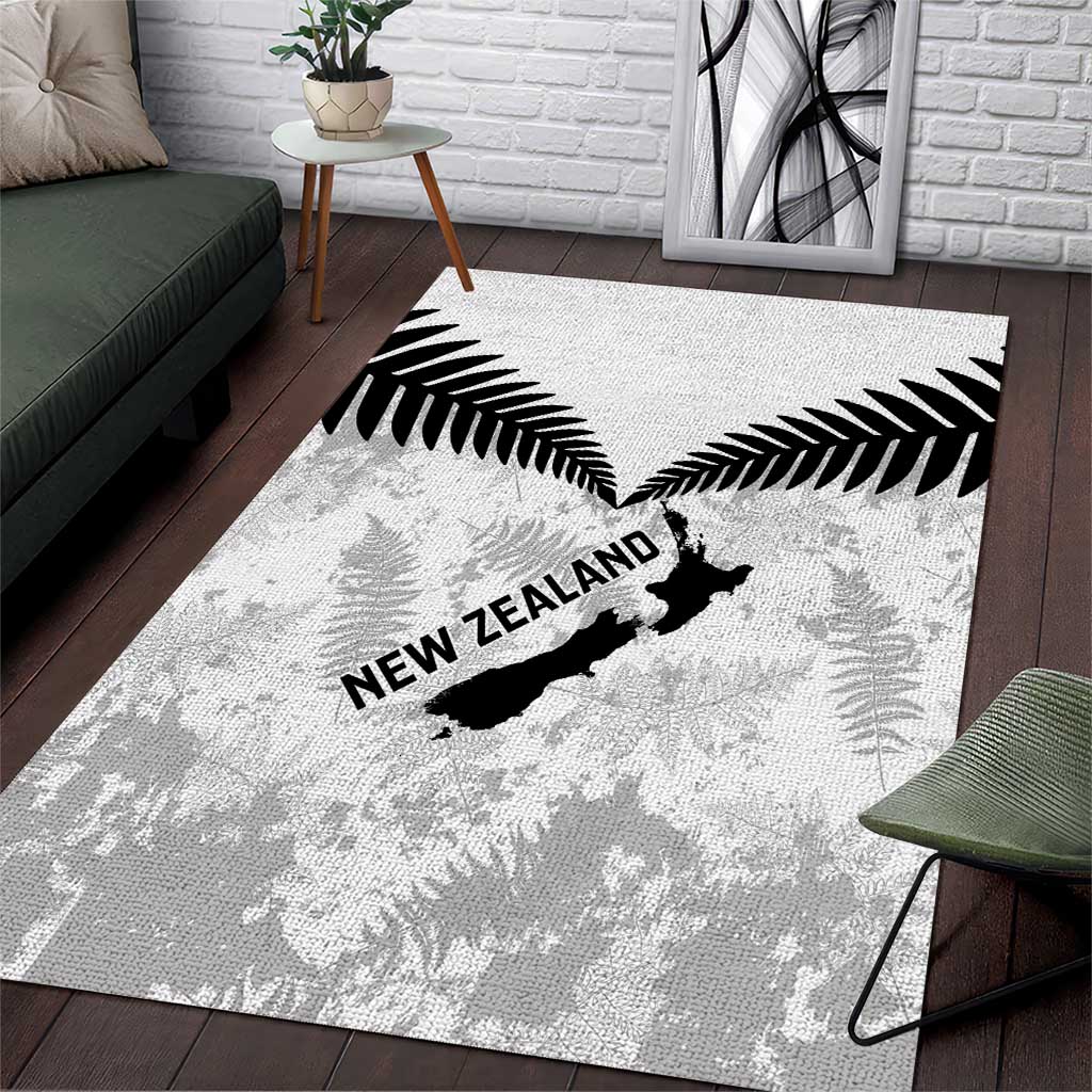 Custom New Zealand Silver Fern Football Area Rug Go Aotearoa Grunge White - Vibe Hoodie