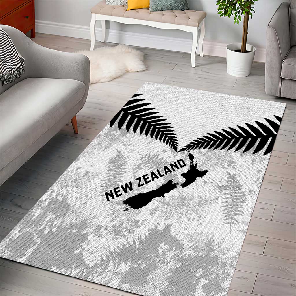 Custom New Zealand Silver Fern Football Area Rug Go Aotearoa Grunge White - Vibe Hoodie