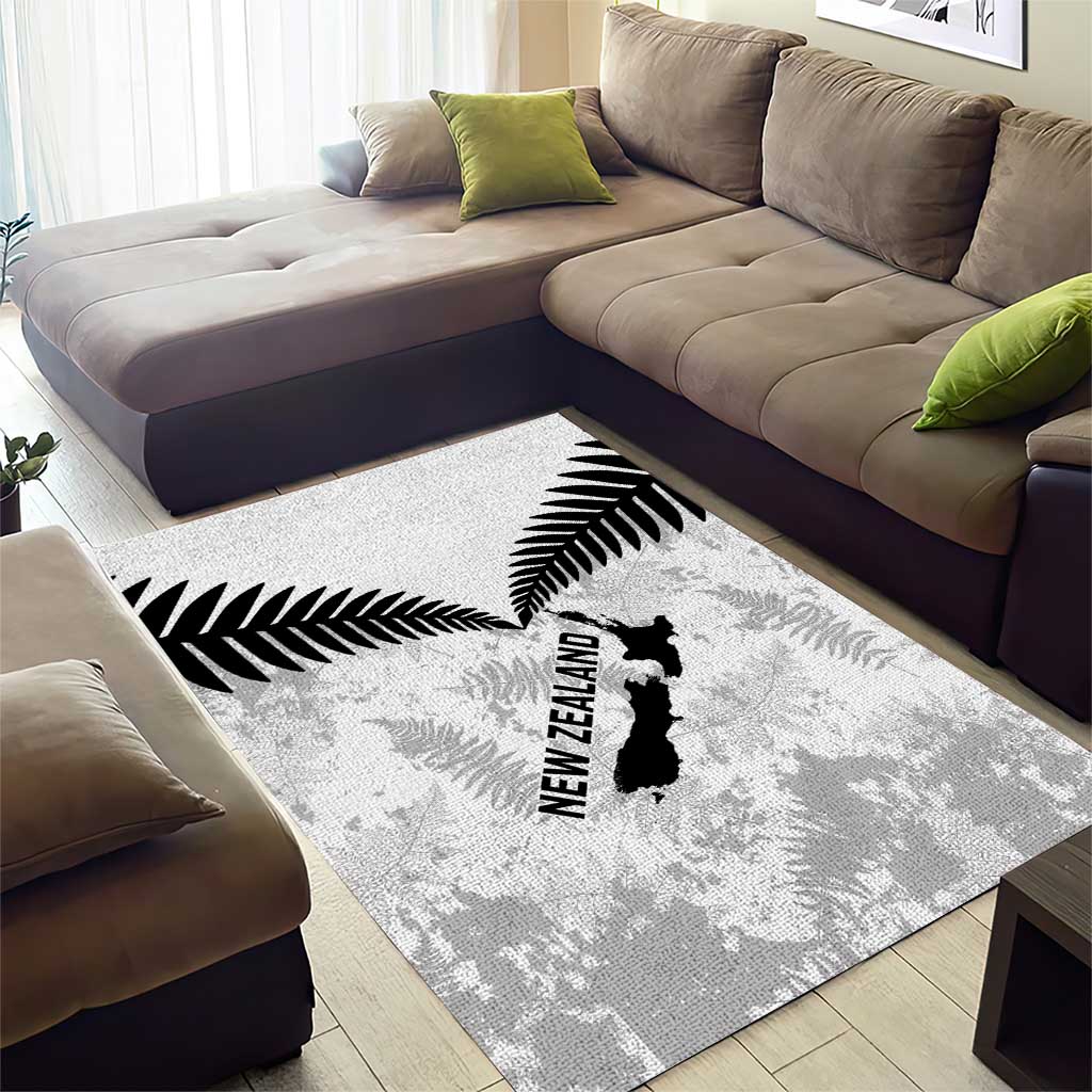 Custom New Zealand Silver Fern Football Area Rug Go Aotearoa Grunge White - Vibe Hoodie