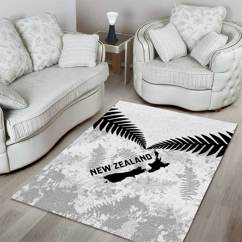 Custom New Zealand Silver Fern Football Area Rug Go Aotearoa Grunge White - Vibe Hoodie
