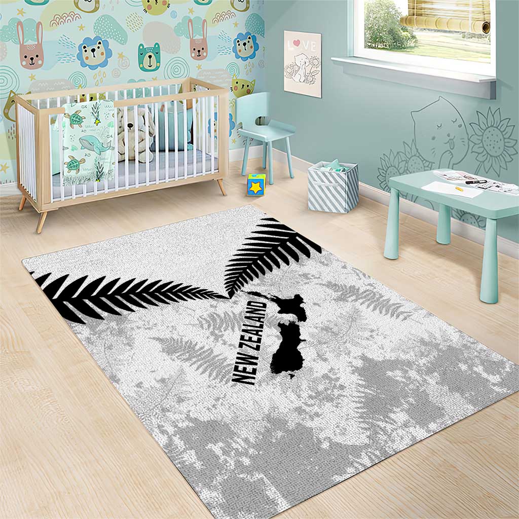 Custom New Zealand Silver Fern Football Area Rug Go Aotearoa Grunge White - Vibe Hoodie