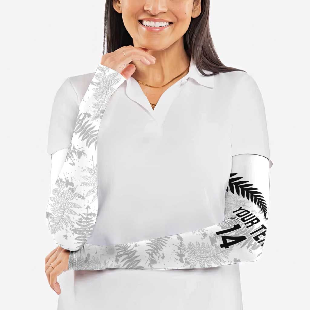 Custom New Zealand Silver Fern Football Arm Sleeves Go Aotearoa Grunge White - Vibe Hoodie