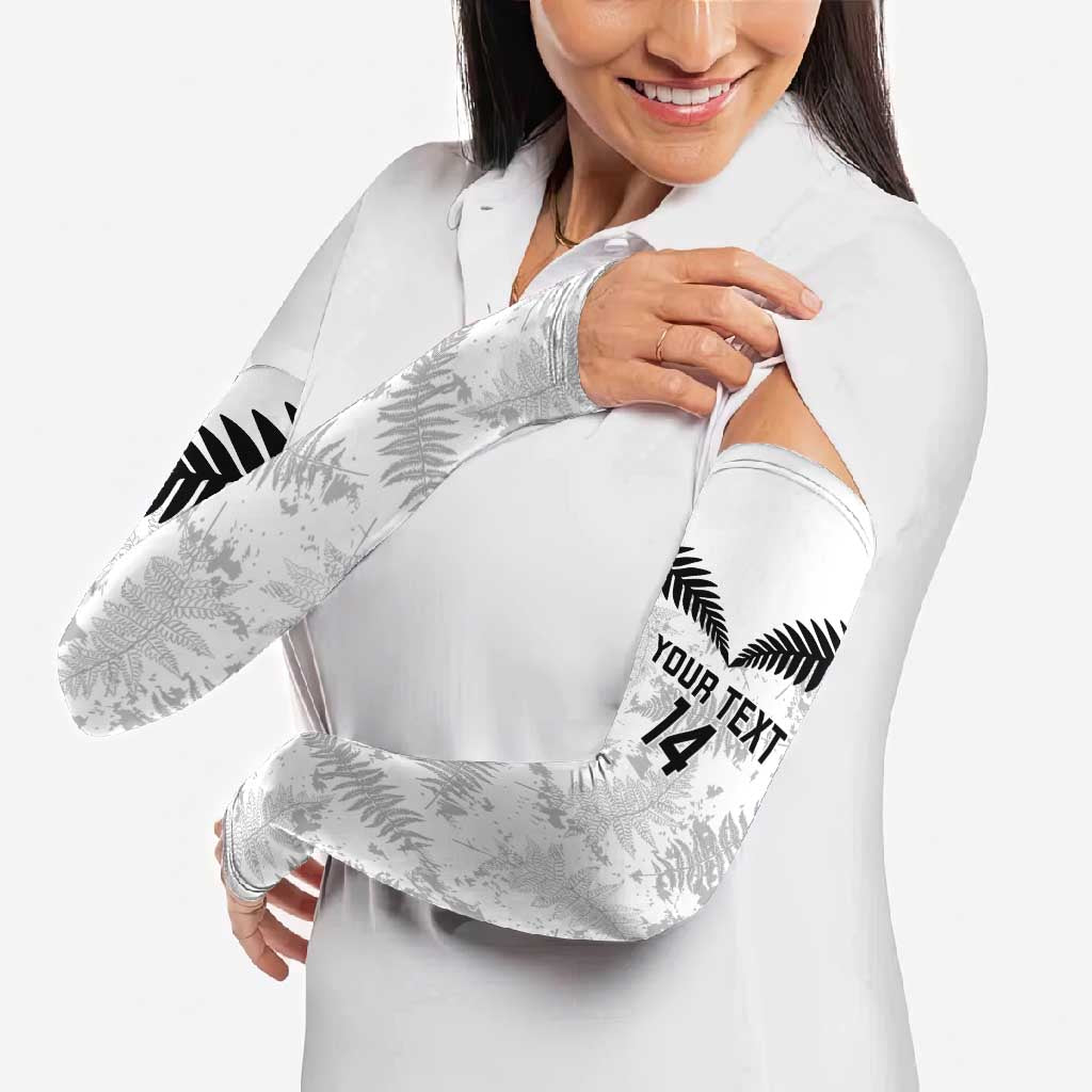 Custom New Zealand Silver Fern Football Arm Sleeves Go Aotearoa Grunge White - Vibe Hoodie