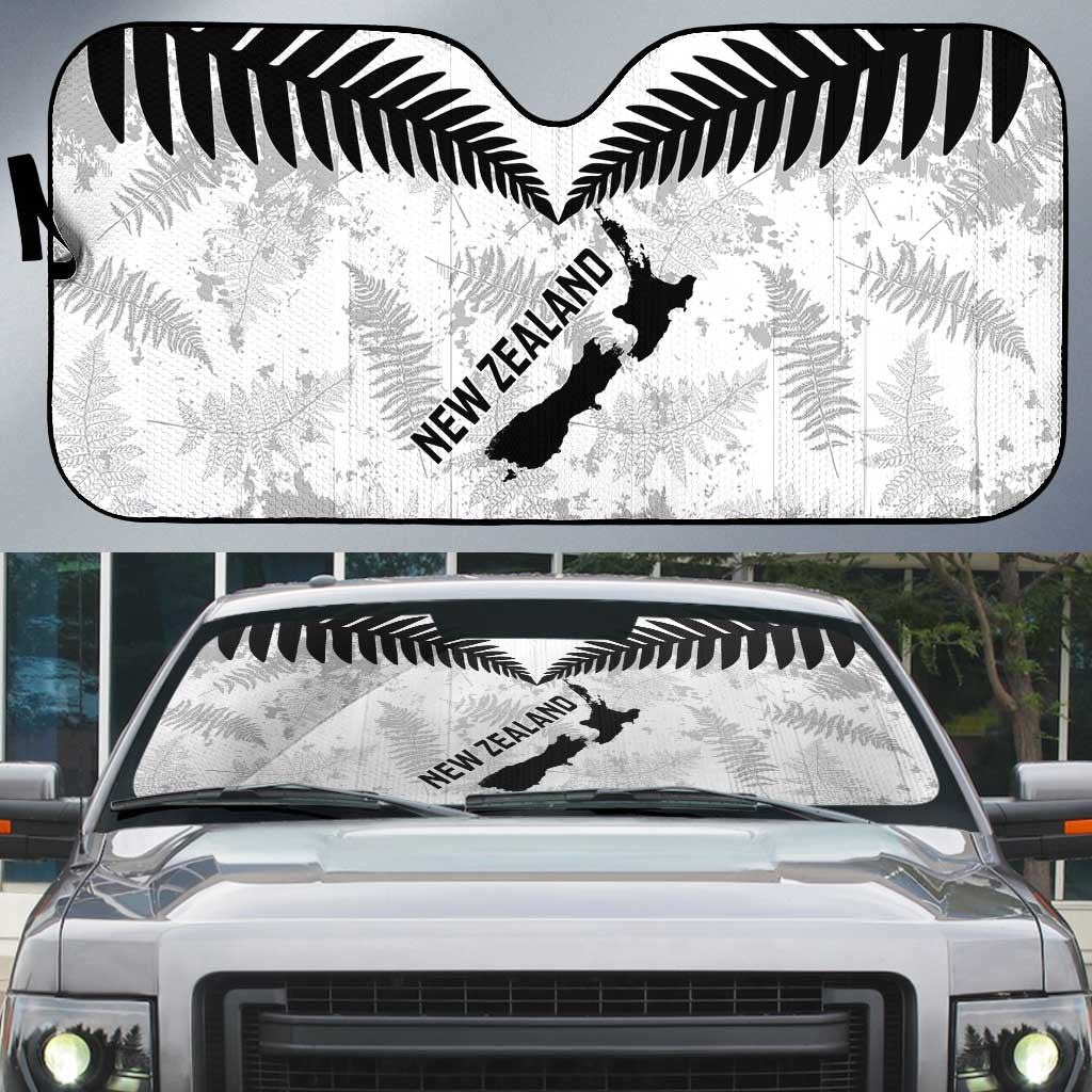 Custom New Zealand Silver Fern Football Auto Sun Shade Go Aotearoa Grunge White - Vibe Hoodie