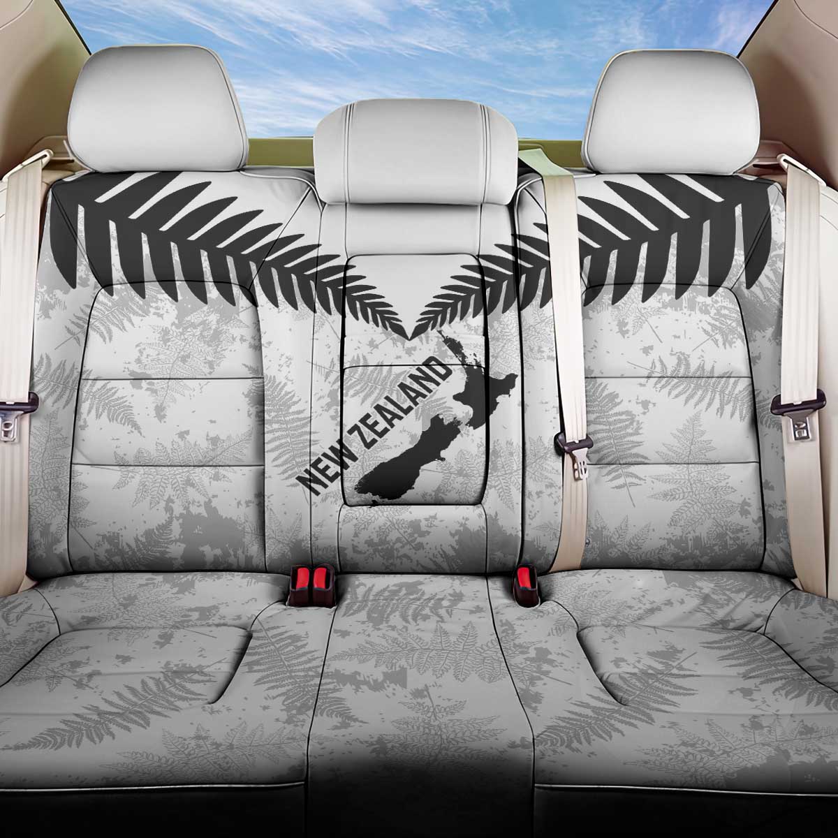Custom New Zealand Silver Fern Football Back Car Seat Cover Go Aotearoa Grunge White - Vibe Hoodie