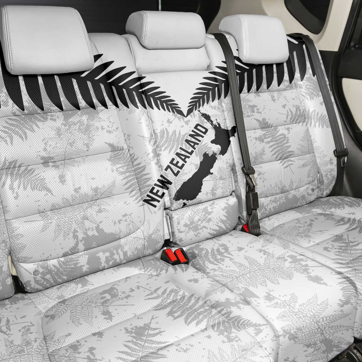 Custom New Zealand Silver Fern Football Back Car Seat Cover Go Aotearoa Grunge White - Vibe Hoodie