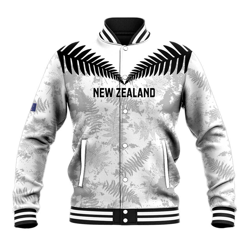 Custom New Zealand Silver Fern Football Baseball Jacket Go Aotearoa Grunge White - Vibe Hoodie