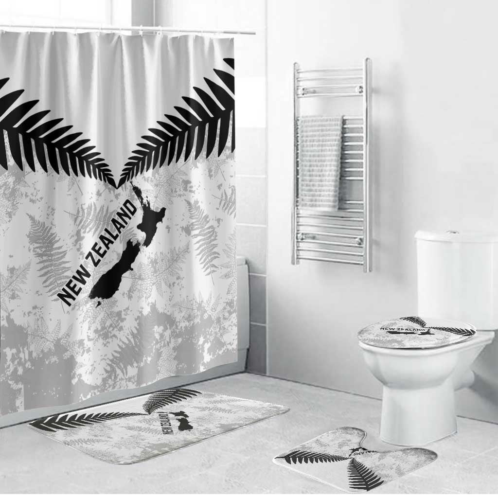 Custom New Zealand Silver Fern Football Bathroom Set Go Aotearoa Grunge White - Vibe Hoodie