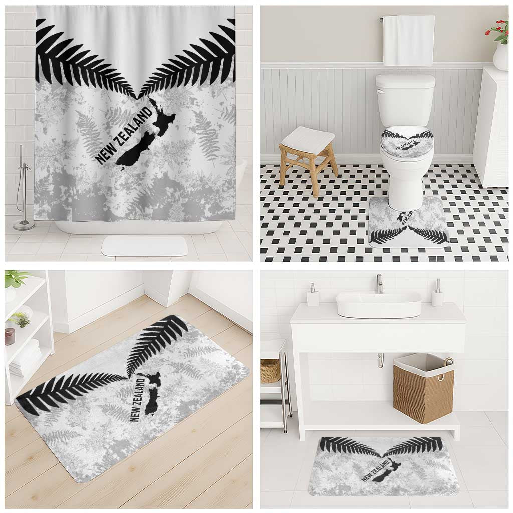 Custom New Zealand Silver Fern Football Bathroom Set Go Aotearoa Grunge White - Vibe Hoodie