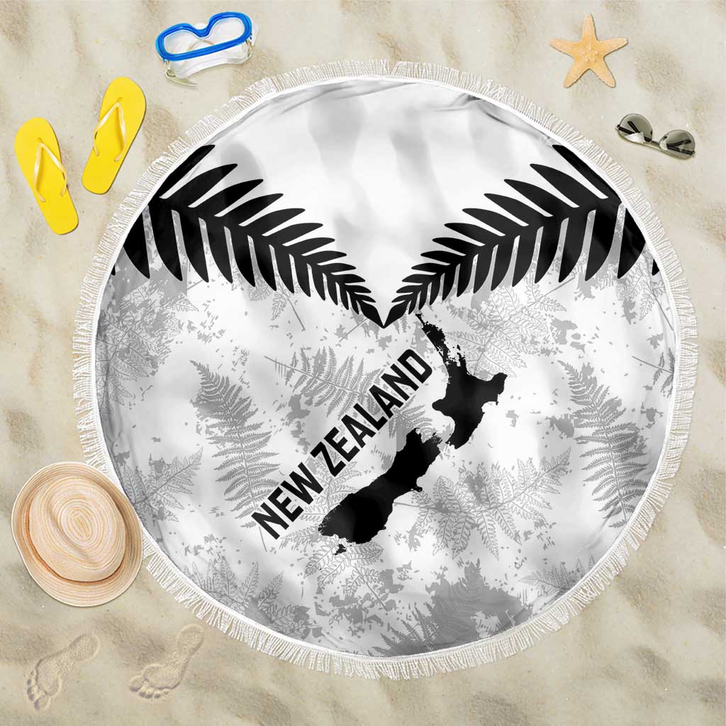 Custom New Zealand Silver Fern Football Beach Blanket Go Aotearoa Grunge White - Vibe Hoodie