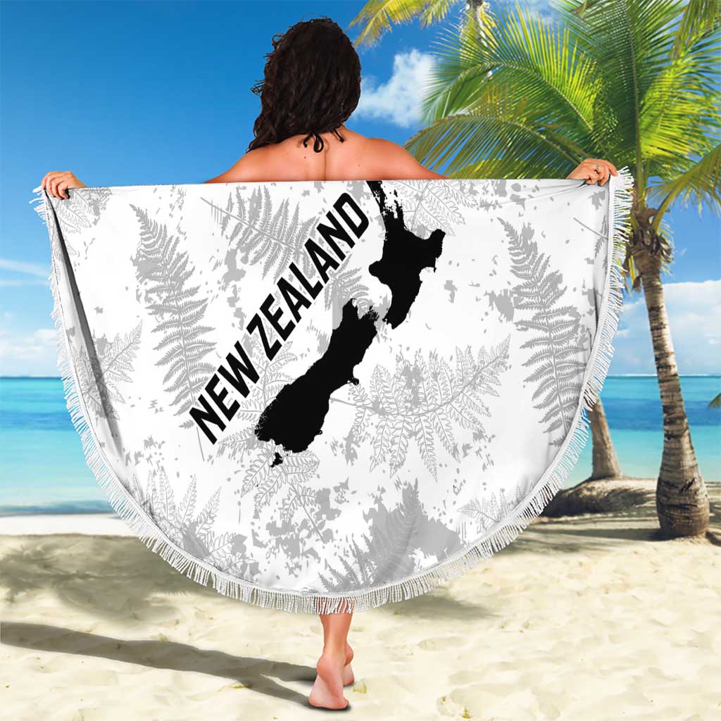 Custom New Zealand Silver Fern Football Beach Blanket Go Aotearoa Grunge White - Vibe Hoodie