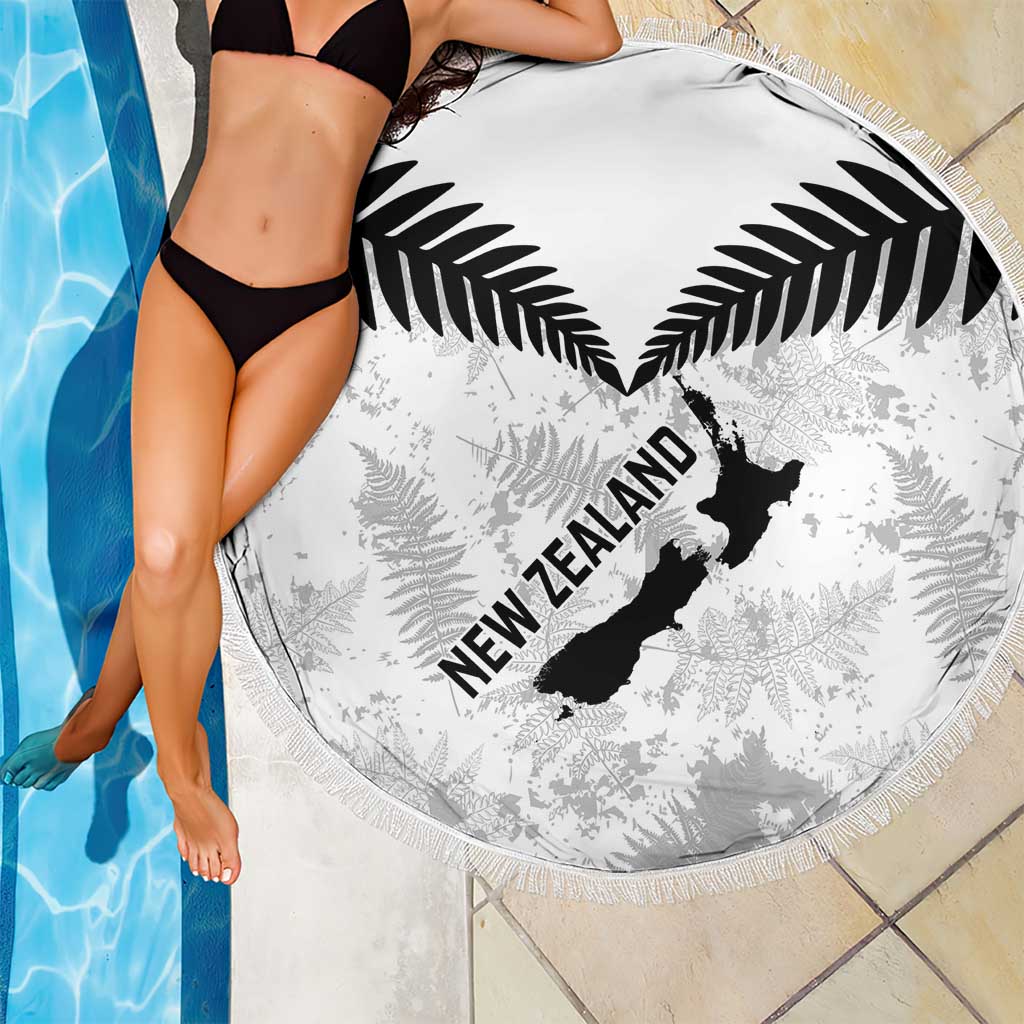 Custom New Zealand Silver Fern Football Beach Blanket Go Aotearoa Grunge White - Vibe Hoodie