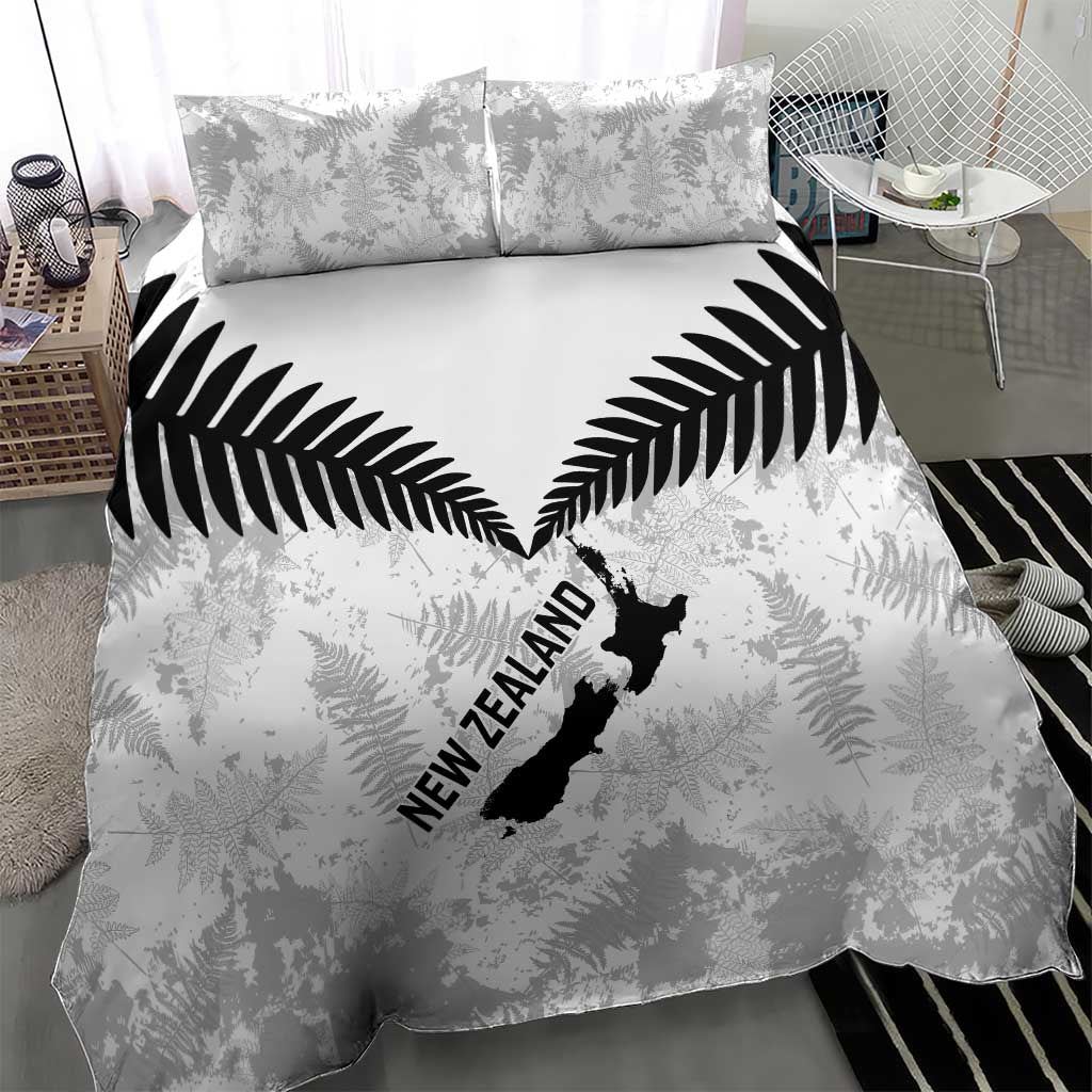Custom New Zealand Silver Fern Football Bedding Set Go Aotearoa Grunge White - Vibe Hoodie