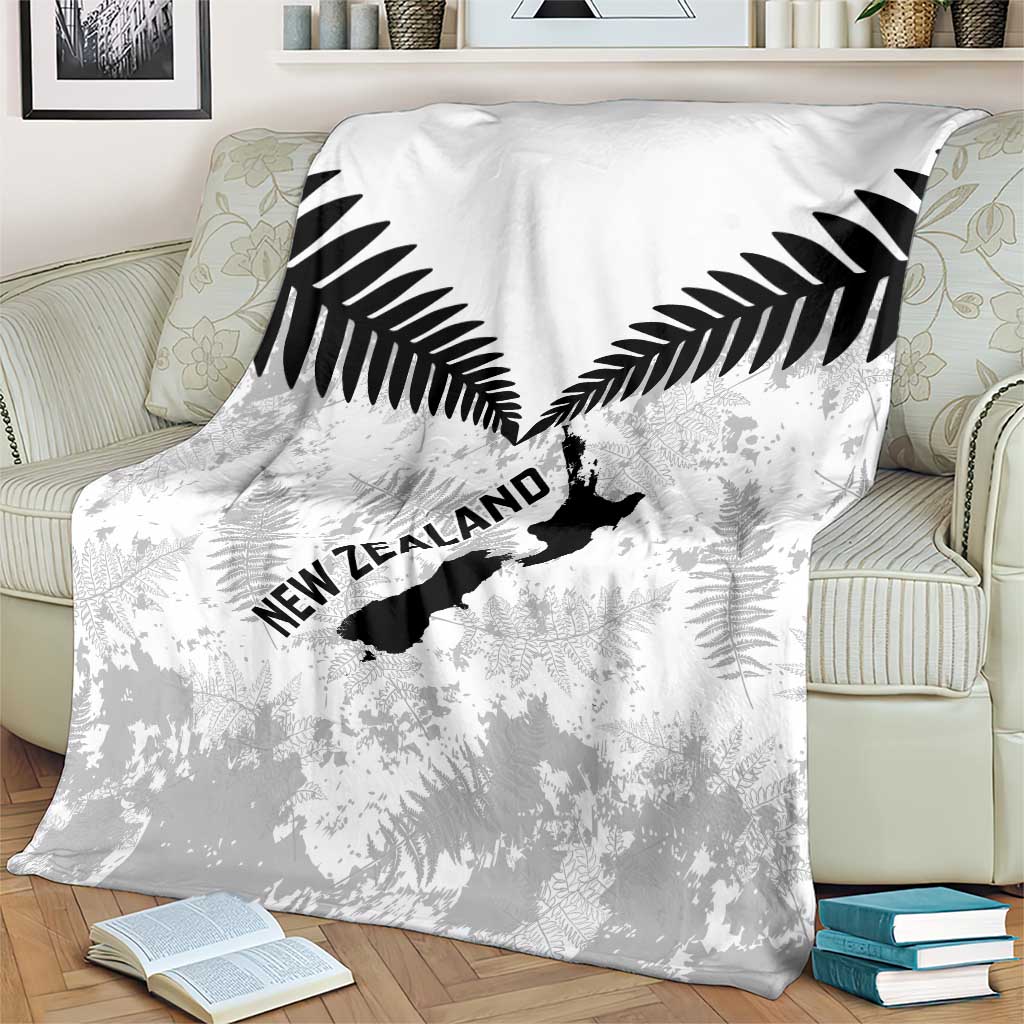 Custom New Zealand Silver Fern Football Blanket Go Aotearoa Grunge White - Vibe Hoodie
