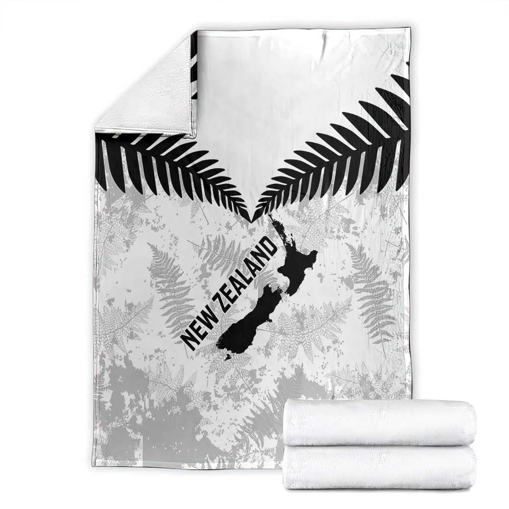 Custom New Zealand Silver Fern Football Blanket Go Aotearoa Grunge White - Vibe Hoodie