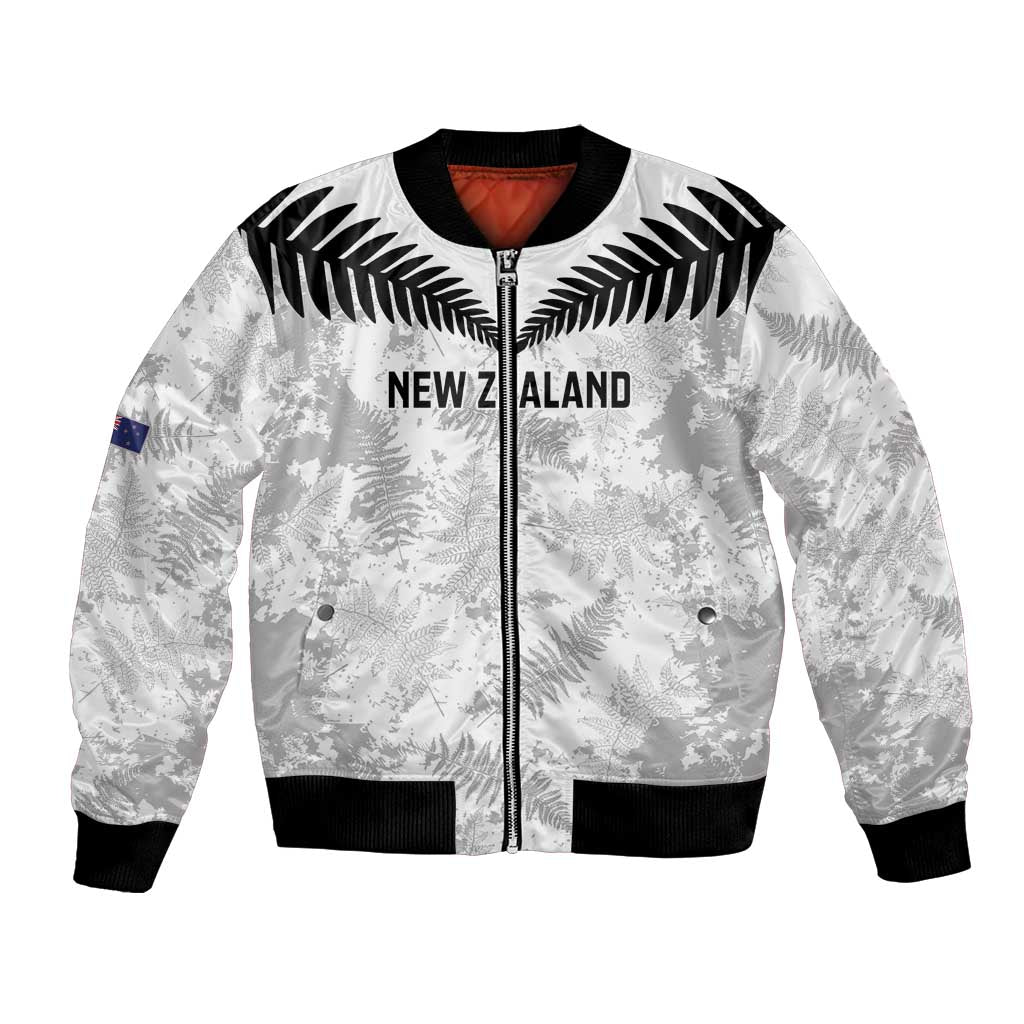 Custom New Zealand Silver Fern Football Bomber Jacket Go Aotearoa Grunge White - Vibe Hoodie