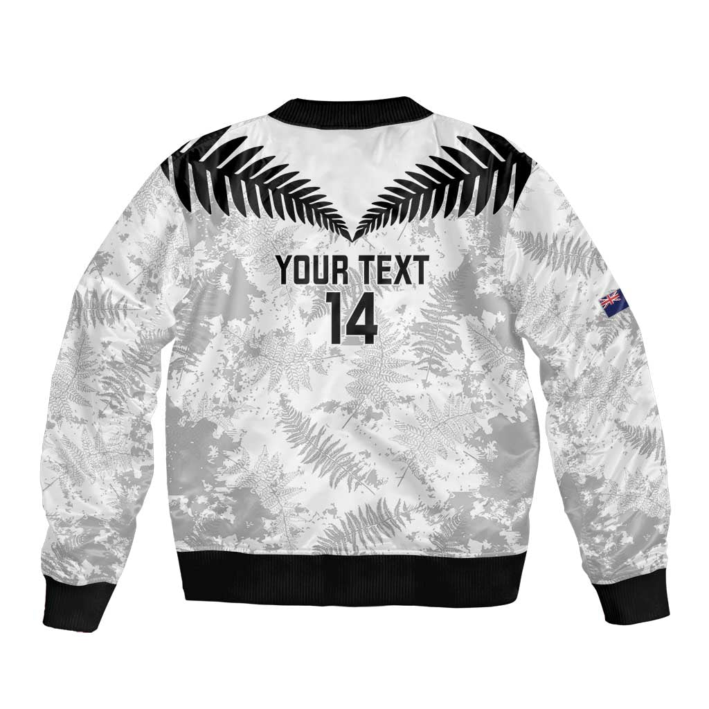 Custom New Zealand Silver Fern Football Bomber Jacket Go Aotearoa Grunge White - Vibe Hoodie