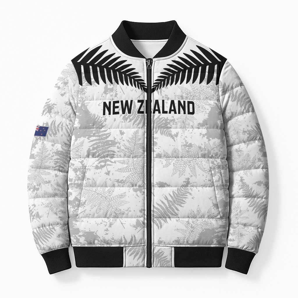 Custom New Zealand Silver Fern Football Bomber Puffer Jacket Go Aotearoa Grunge White - Vibe Hoodie