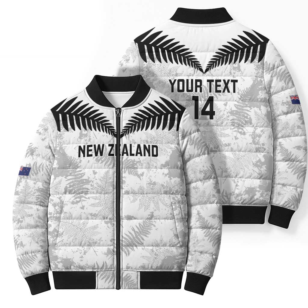 Custom New Zealand Silver Fern Football Bomber Puffer Jacket Go Aotearoa Grunge White - Vibe Hoodie