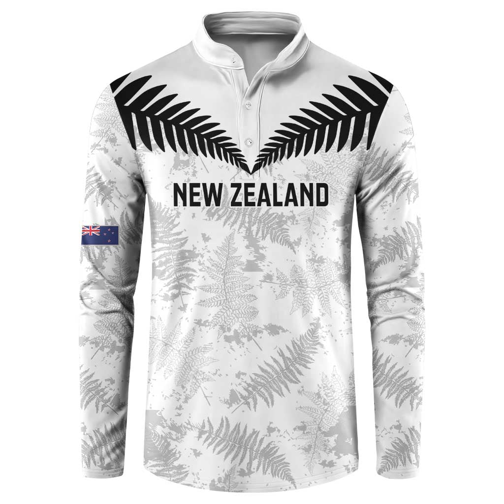 Custom New Zealand Silver Fern Football Button Sweatshirt Go Aotearoa Grunge White - Vibe Hoodie